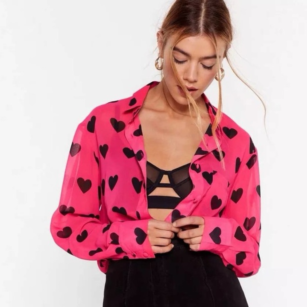 Nasty Gal Red and Black Blouse